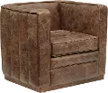 Modern Eclectic Mocha Brown Leather Tufted Channeled Accent Chair