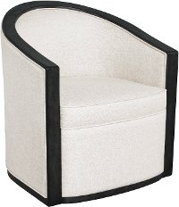 Linen-Like Barrel Accent Chair with Wood Frame - Modern Eclectic