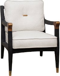 Upholstered White Accent Chair with Black Wooden Frame - Modern Eclectic