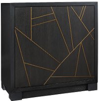 Modern Ebony Black Bar Cabinet with Revolving Door - Modern Eclectic