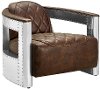 Brown Leather Aviation Chair with Riveted Metal Frame - Modern Eclectic