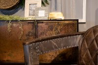 Brown Leather Aviation Chair with Riveted Metal Frame - Modern Eclectic-2