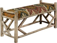 Multi Color Upholstered Southwest Reclaimed Wood Bench - Modern Eclectic