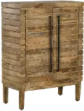 Modern Eclectic Contemporary Stacked Wood Bar Storage Cabinet