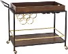 Mid Century Modern Walnut Bar Cart on Caster Wheels - Modern Eclectic