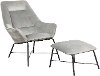 Modern Silver Velvet Accent Chair and Ottoman - Modern Eclectic