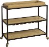 Light Oak and Iron Bar Cart on Caster Wheels - Modern Eclectic