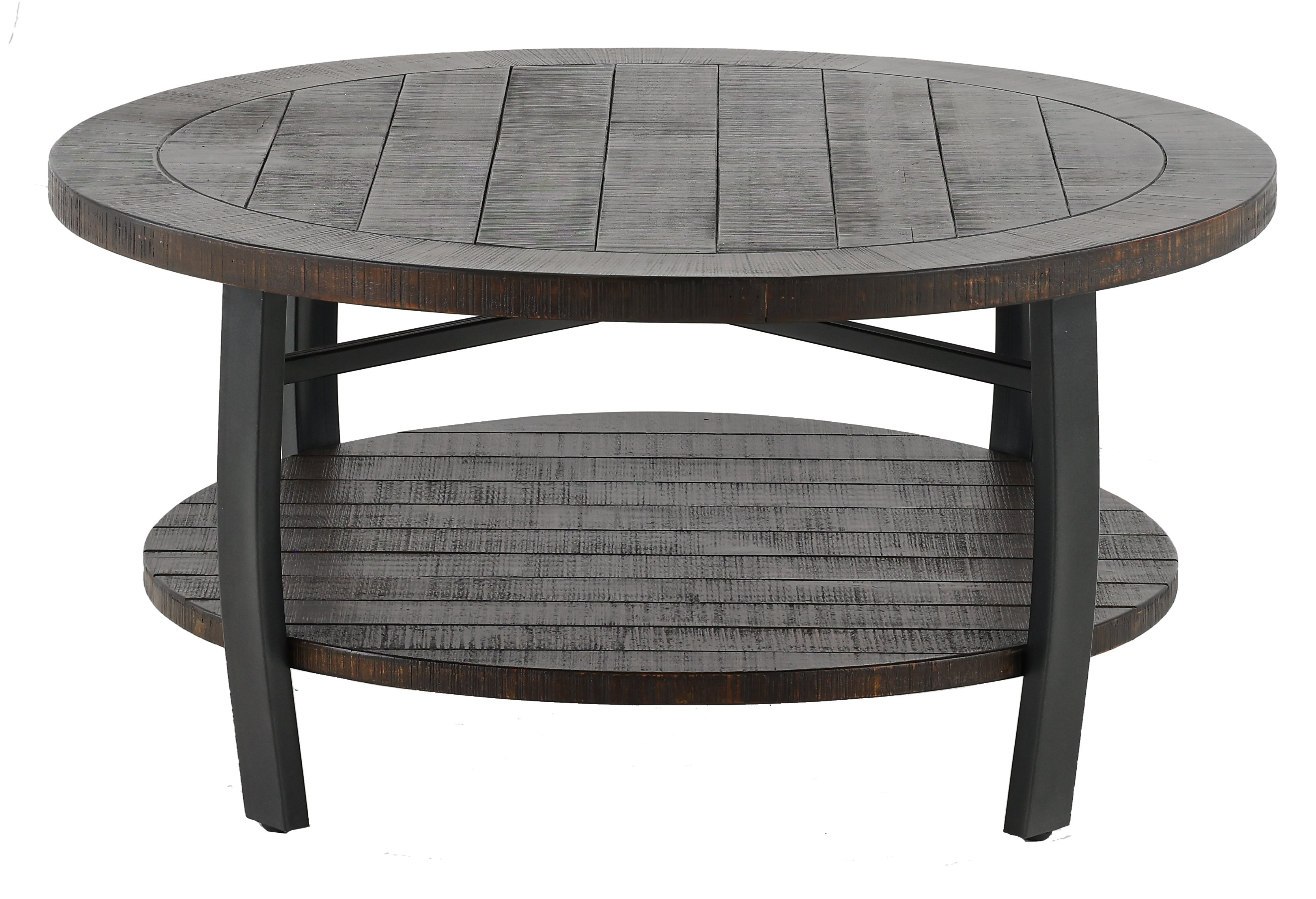 Homestead Rustic Tobacco Brown Round Coffee Table-1