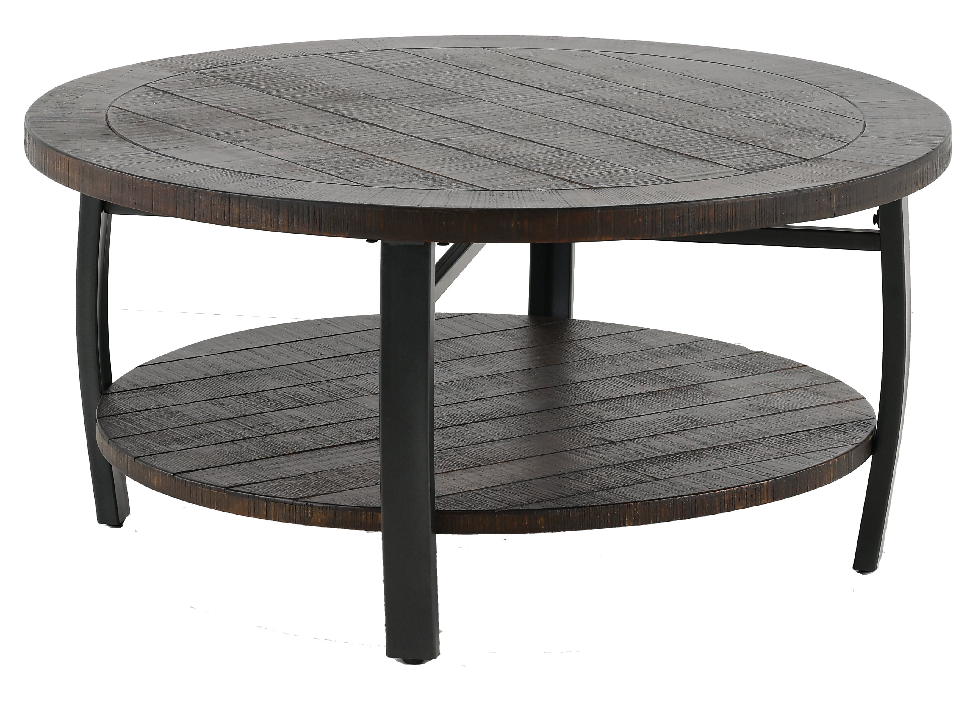Homestead Rustic Tobacco Brown Round Coffee Table-2