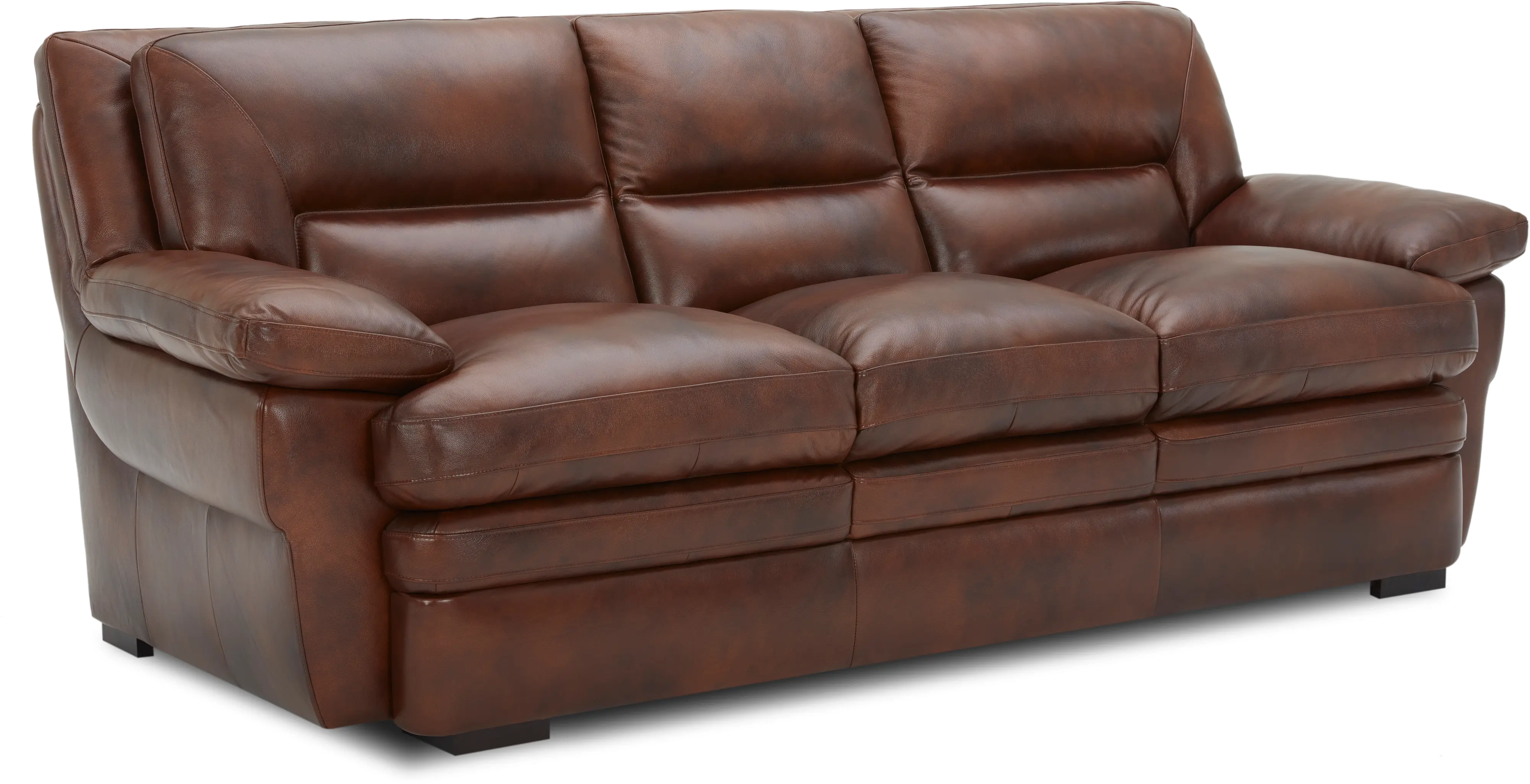 Chesapeake Contemporary Cognac Brown Leather Sofa-2