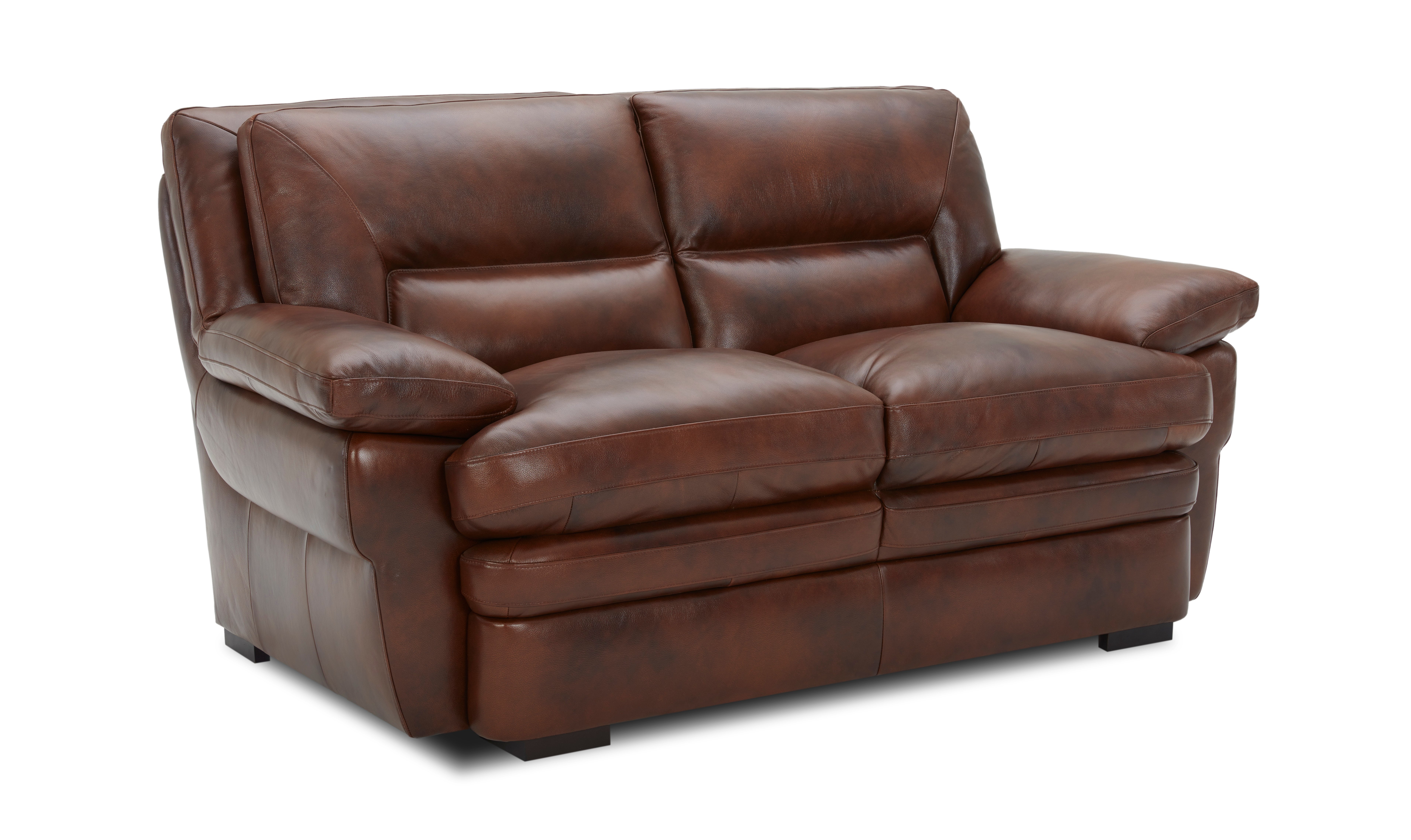Chesapeake Contemporary Cognac Brown Leather Loveseat-2