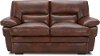 Contemporary Cognac Brown Leather Loveseat - Chesapeake