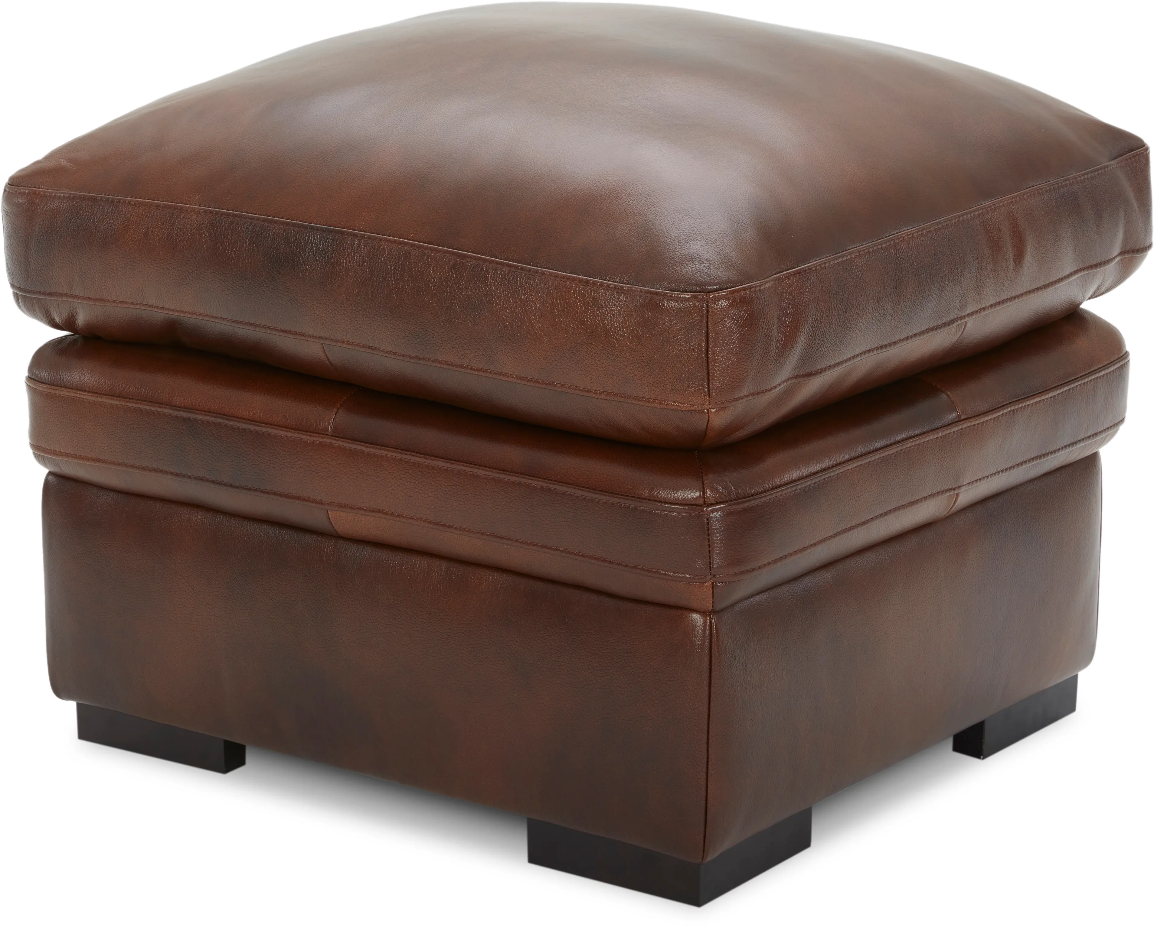 Chesapeake Contemporary Cognac Brown Leather Ottoman-1
