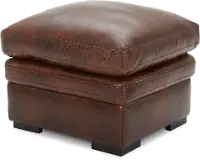 Chesapeake Contemporary Cognac Brown Leather Ottoman