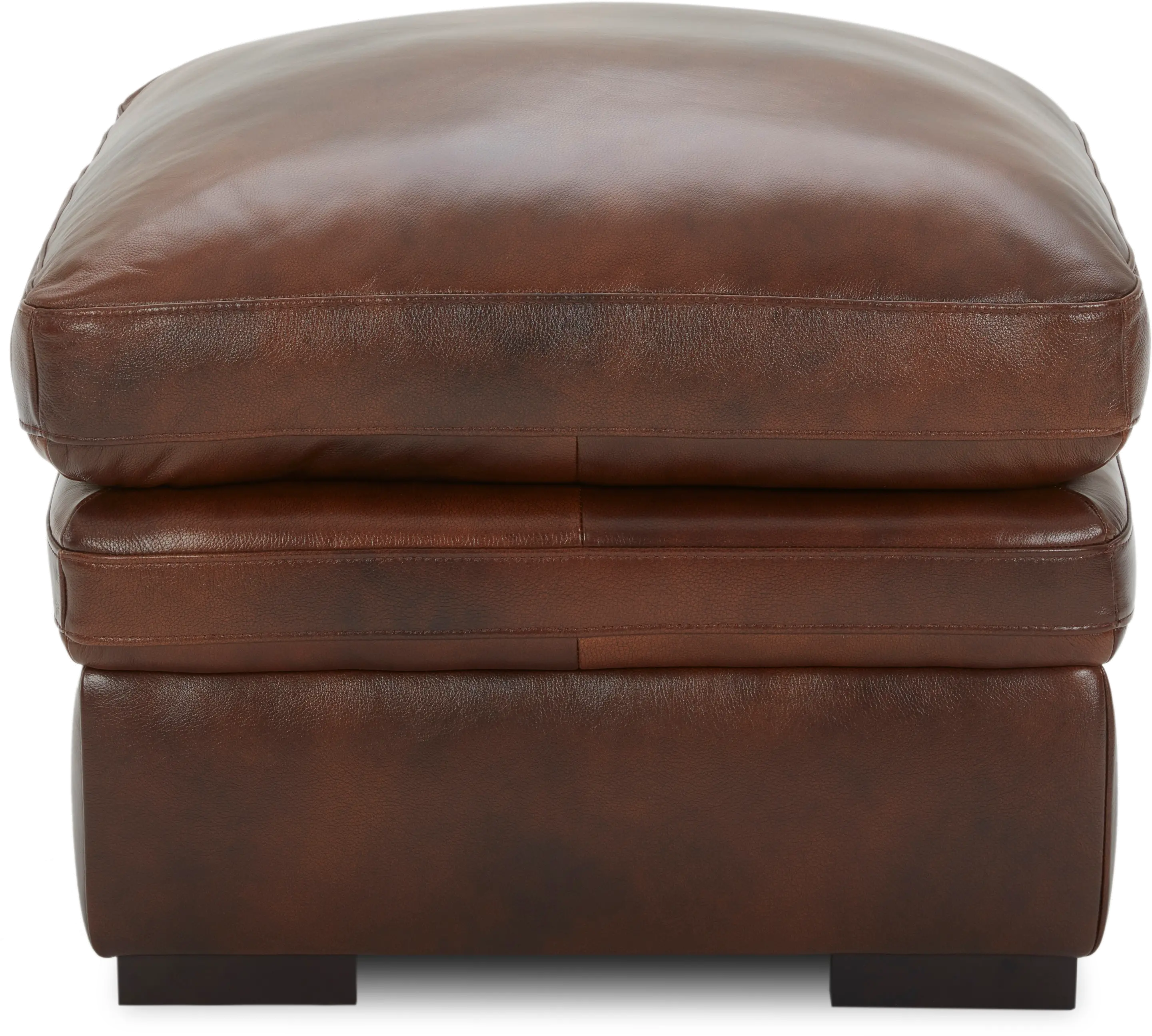 Chesapeake Contemporary Cognac Brown Leather Ottoman-2