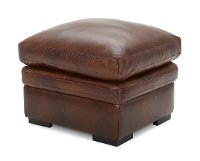 Contemporary Cognac Brown Leather Ottoman - Chesapeake