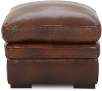 Contemporary Cognac Brown Leather Ottoman - Chesapeake-2