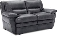 Contemporary Charcoal Gray Leather Loveseat - Chesapeake-2