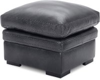 Contemporary Charcoal Gray Leather Ottoman - Chesapeake
