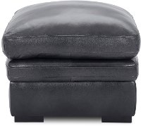 Contemporary Charcoal Gray Leather Ottoman - Chesapeake-2
