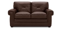 Traditional Brown Leather Loveseat - Derrick