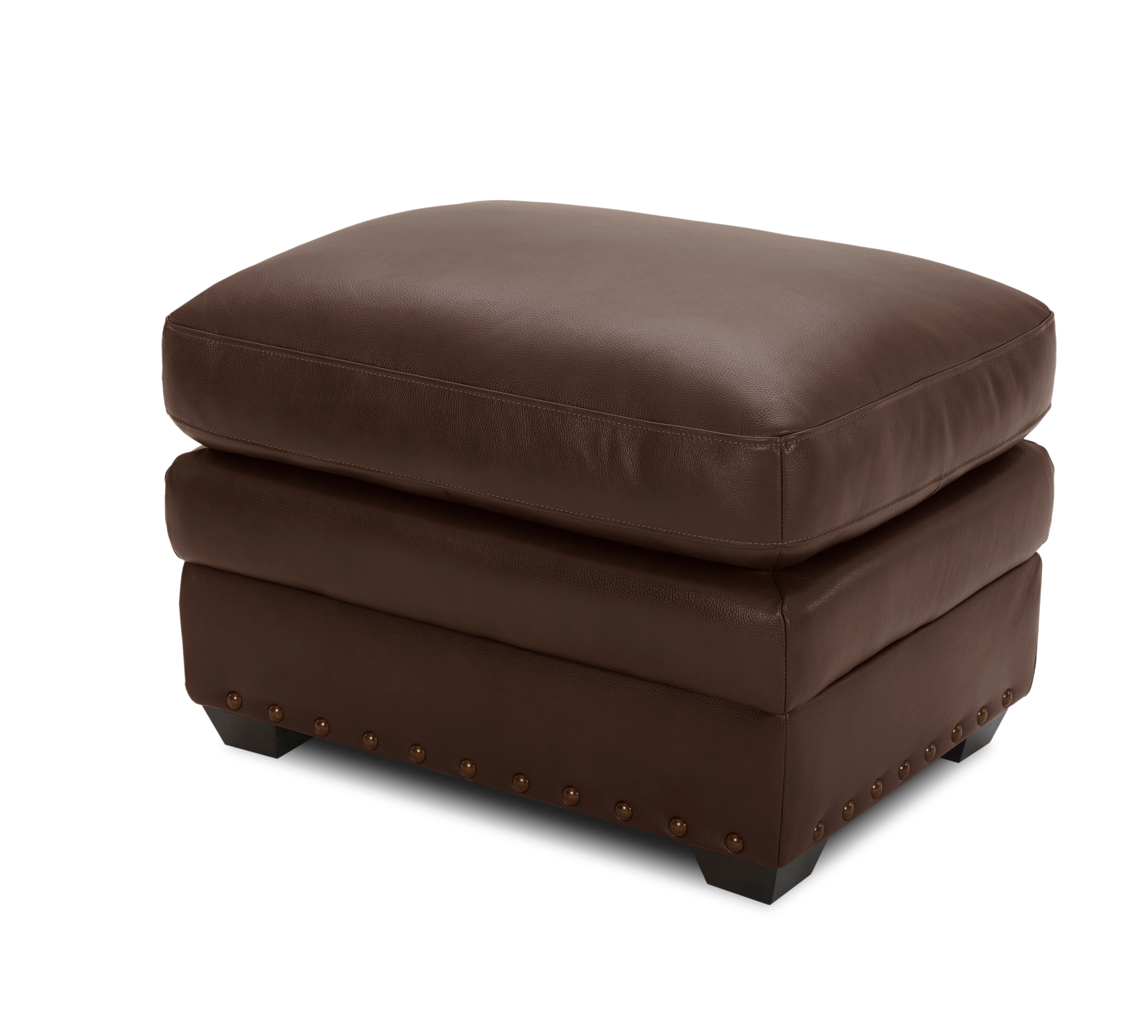 Derrick Traditional Brown Leather Ottoman-2