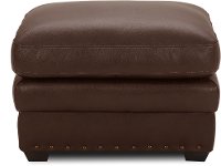 Traditional Brown Leather Ottoman - Derrick