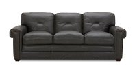 Derrick Traditional Charcoal Gray Leather Sofa