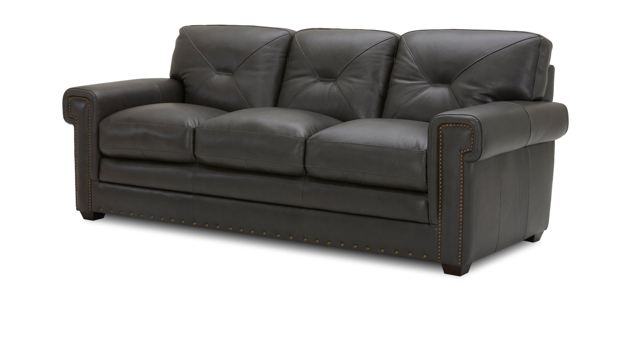 Derrick Traditional Charcoal Gray Leather Sofa-2
