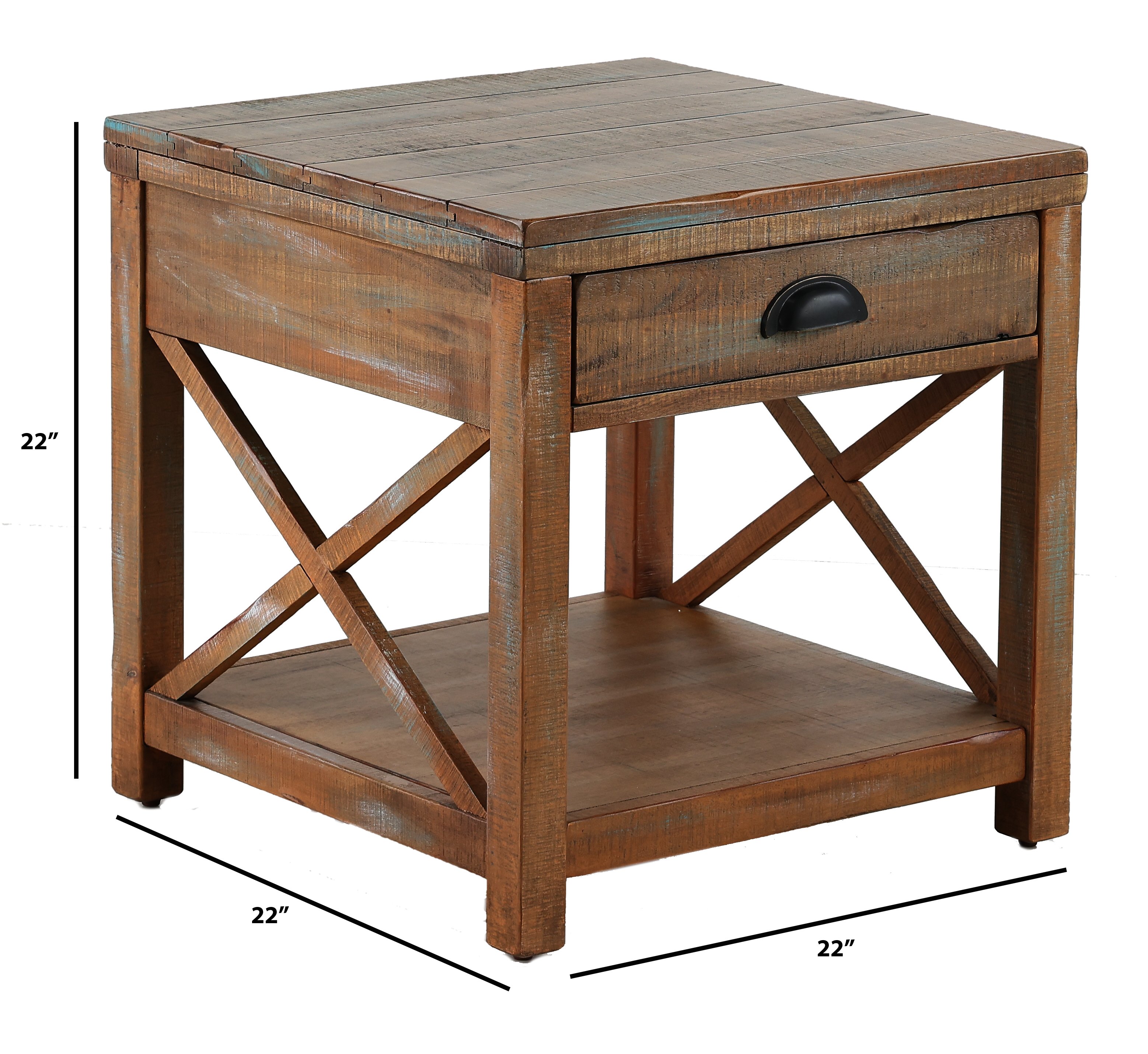 Weathered Brown Rustic End Table - Durango-2