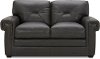 Traditional Charcoal Gray Leather Loveseat - Derrick