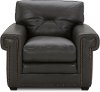 Traditional Charcoal Gray Leather Chair - Derrick