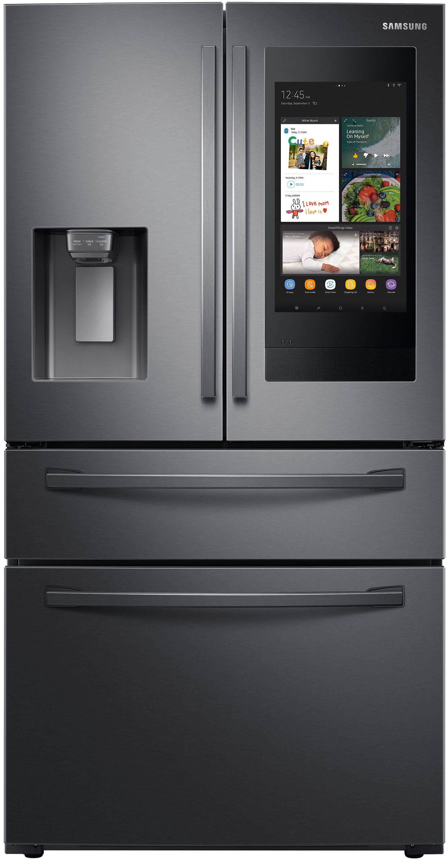 RF28R7551SG Samsung 4 Door French Door Smart Refrigerator with Connected Touchscreen Family Hub - 28 cu. ft., 36 Inch Black Stainless Steel-1