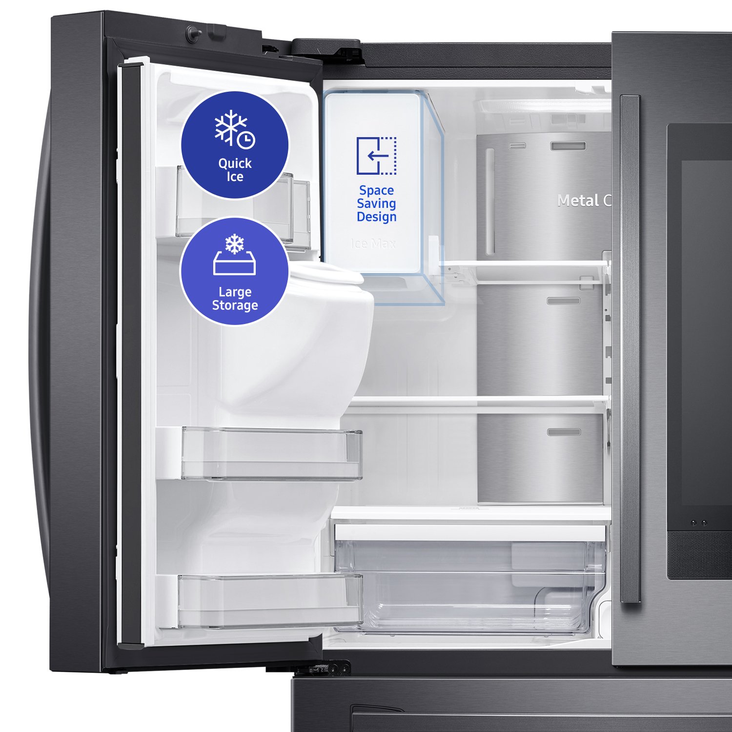RF28R7551SG Samsung 4 Door French Door Smart Refrigerator with Connected Touchscreen Family Hub - 28 cu. ft., 36 Inch Black Stainless Steel-5