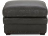 Traditional Charcoal Gray Leather Ottoman - Derrick