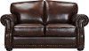 Traditional Tobacco Brown Leather Loveseat - Durham
