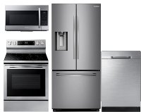 KIT Samsung 4 Piece Electric Kitchen Appliance Package with 28 cu. ft. Refrigerator - Stainless Steel
