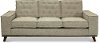 Mid Century Beige Sofa with Squared Arms - Modern Eclectic