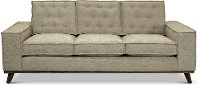 Mid Century Beige Sofa with Squared Arms - Modern Eclectic