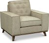 Mid Century Beige Chair with Squared Arms - Modern Eclectic