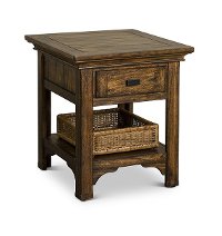 Rustic Heirloom Oak Brown End Table - Eagle Mountain
