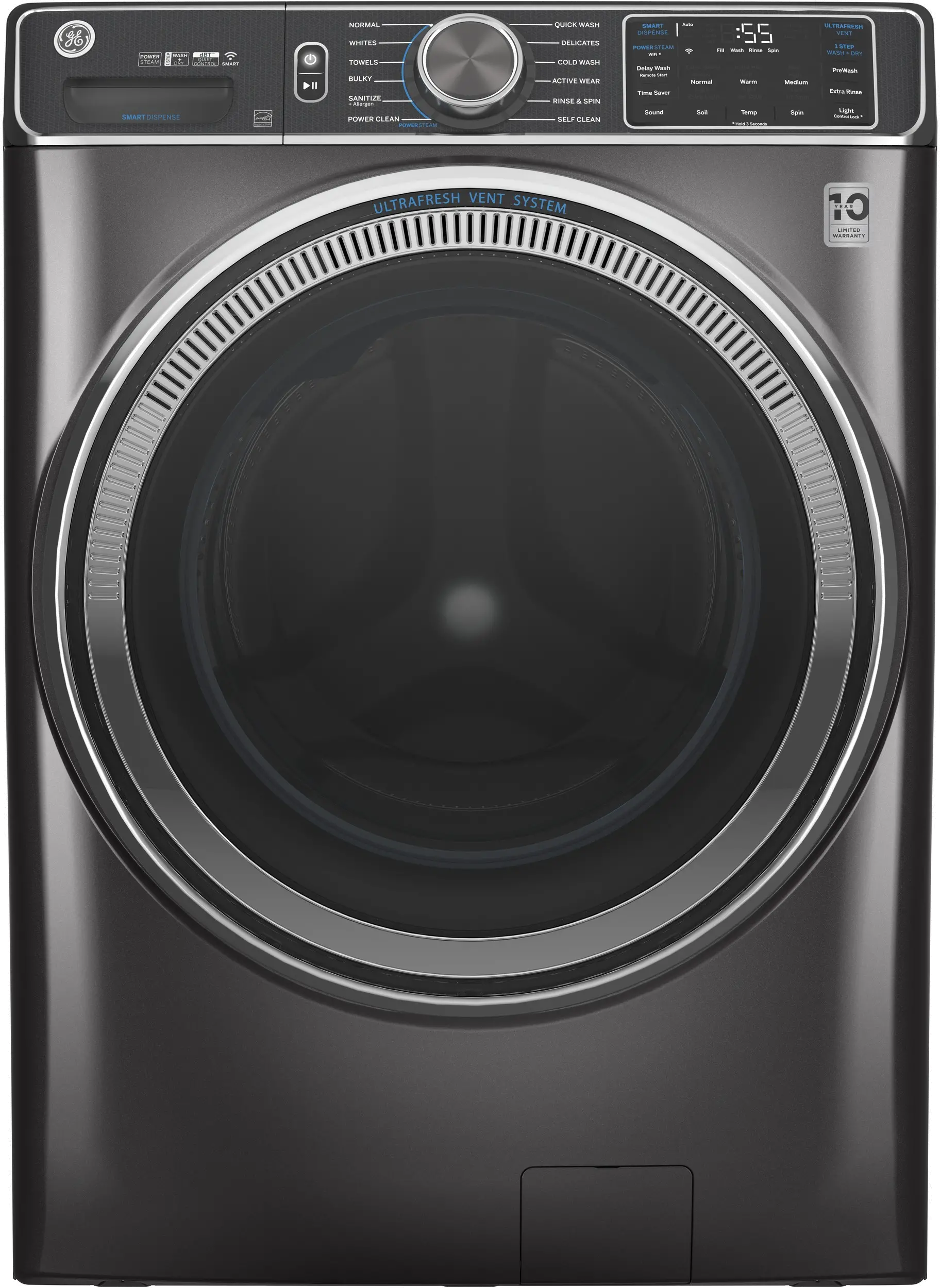 GFW850SPNDG GE Smart Front Load Steam Washer with SmartDispense - 5.0 cu. ft. Capacity Diamond Gray-1