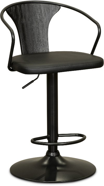 Matte Black Adjustable Height Bar Stool - Bentley