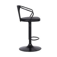 Matte Black Adjustable Height Bar Stool - Bentley-6