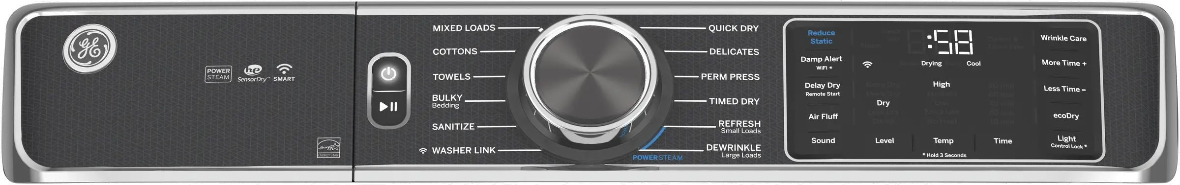 GFD85ESPNDG GE Smart Electric Dryer with Steam - Diamond Gray 7.8 cu. ft.-2