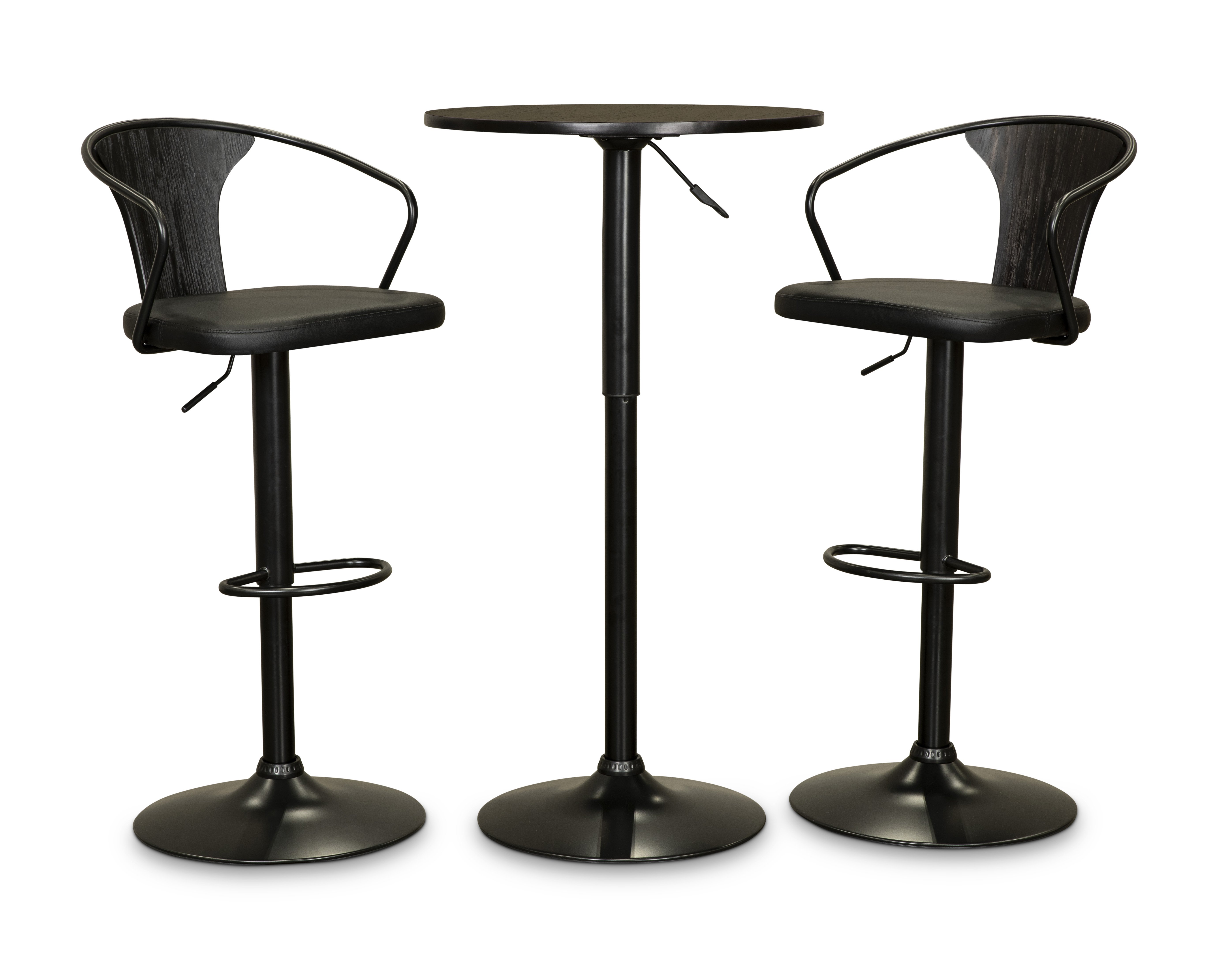 Matte Black Adjustable 3 Piece Pub Set - Bentley-1