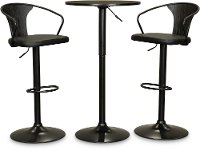Matte Black Adjustable 3 Piece Pub Set - Bentley