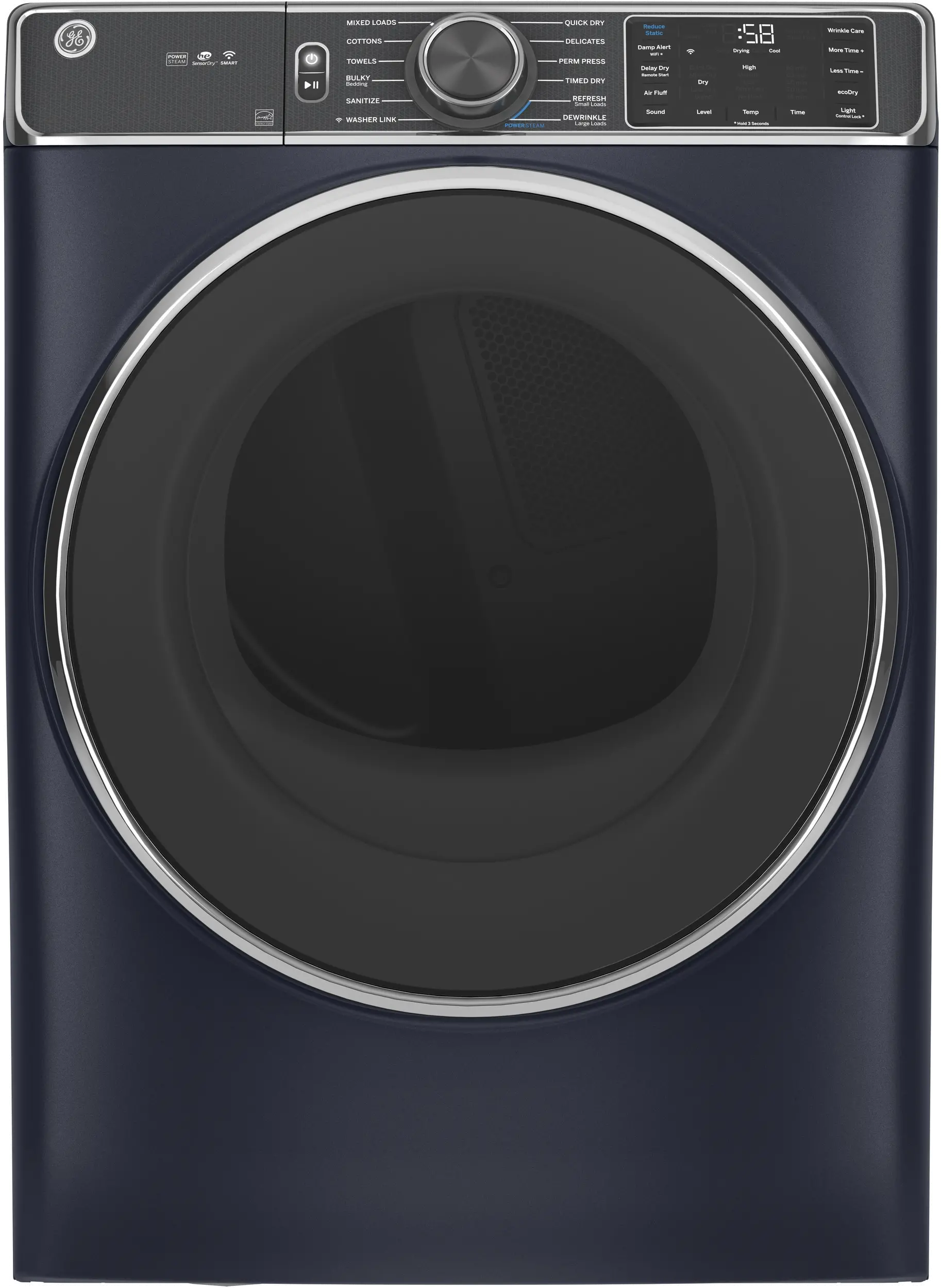 GFD85ESPNRS GE 7.8 cu. ft. Capacity Smart Electric Dryer with Steam - Sapphire Blue-1