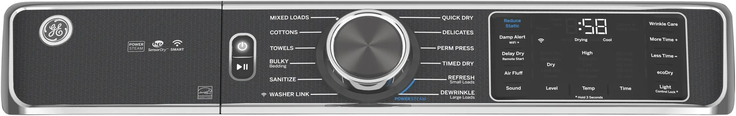 GFD85ESPNRS GE 7.8 cu. ft. Capacity Smart Electric Dryer with Steam - Sapphire Blue-2