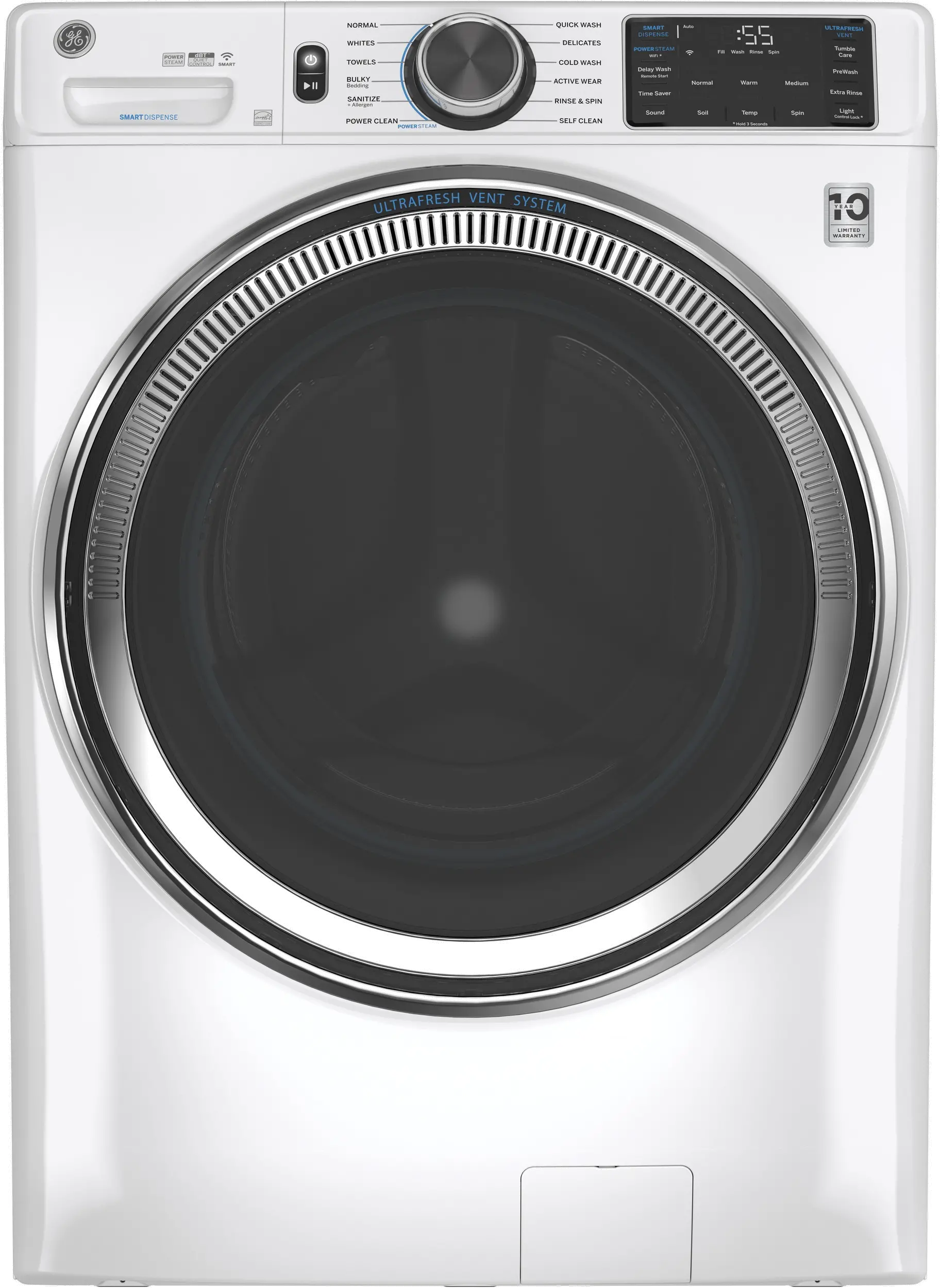 GFW650SSNWW GE 4.8 cu. ft. Capacity Smart Front Load Steam Washer with SmartDispense - White-1